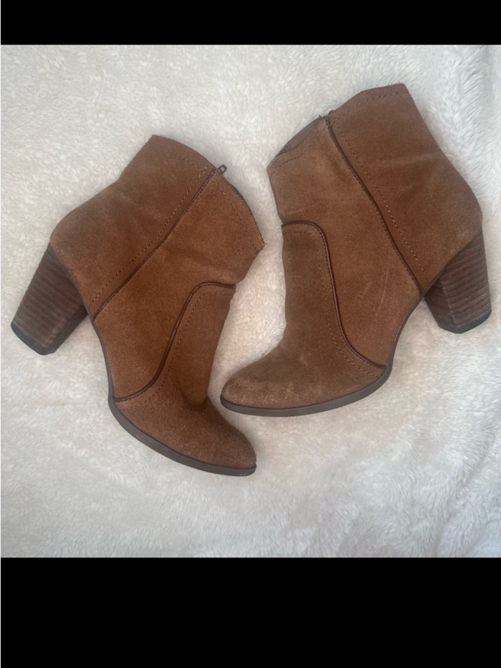 Classic Brown Suede Ankle Booties with Stacked Heel